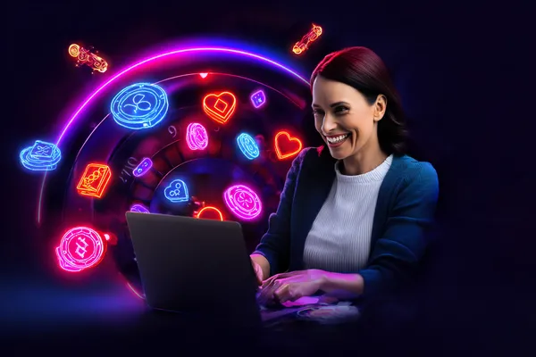 A man focused on his laptop with live stats in the background, highlighting the dedicated sports and gaming features of the 2J777 mobile app.